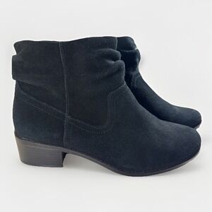 $160 Vionic Kanela Suede Leather Women's zip Up Boots Booties Black 8